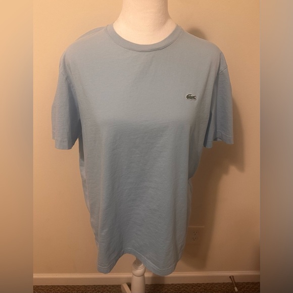 Lacoste Men's 100% Cotton Light Blue T-Shirt Size 5 Medium - Picture 1 of 8